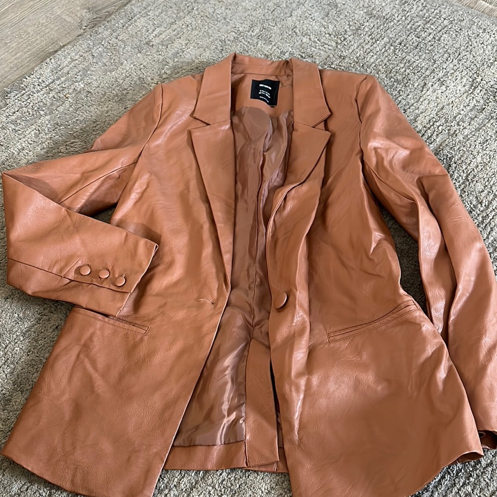 Faux leather blazer